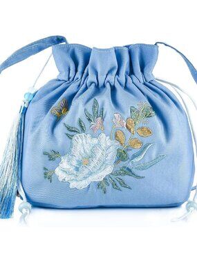 Women Chinese Hanfu Bag Floral Animal Embroidered Cloud Crossbody Drawstring Han